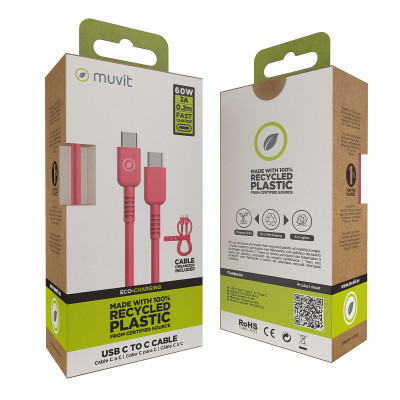 USB-C to USB-C Cable Muvit for Change Magenta 0,2 m