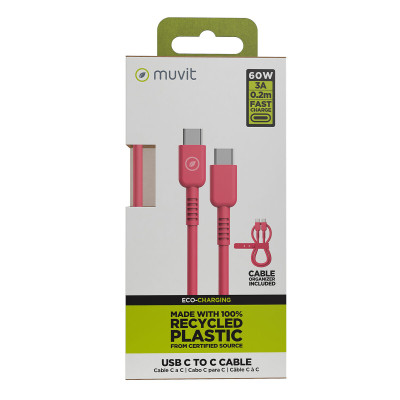 USB-C to USB-C Cable Muvit for Change Magenta 0,2 m