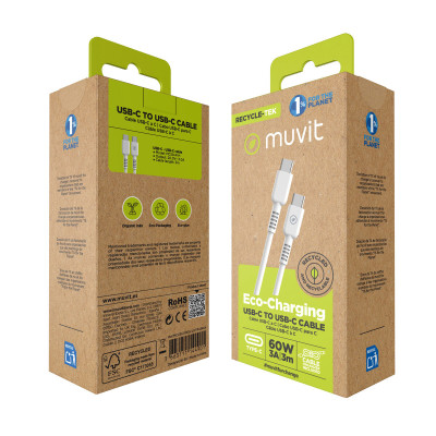 USB-C to USB-C Cable Muvit for Change White 3 m