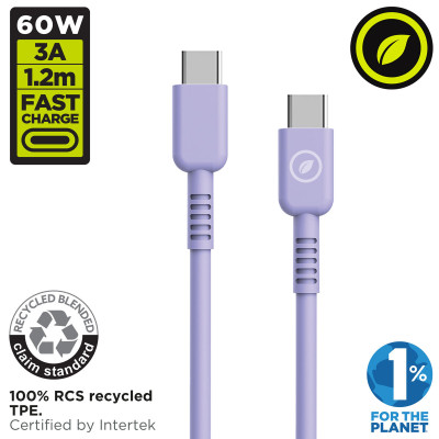 USB-C to USB-C Cable Muvit for Change Lavendar 1,2 m