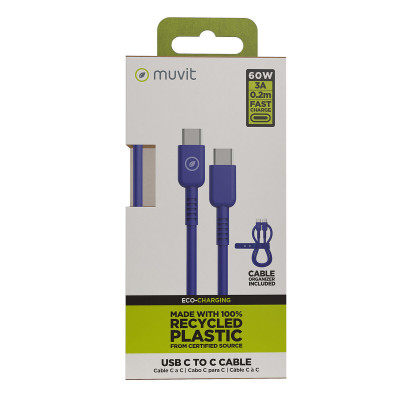 USB-C to USB-C Cable Muvit for Change Blue 0,2 m