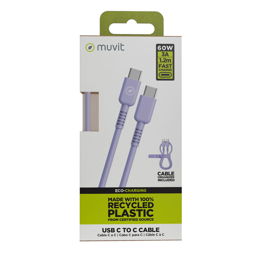 USB-C to USB-C Cable Muvit for Change Lavendar 1,2 m