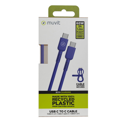 USB-C to USB-C Cable Muvit for Change Blue 1,2 m