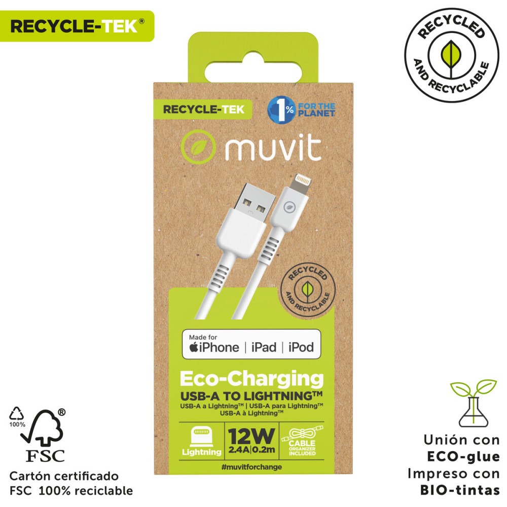 USB to Lightning Cable Muvit for Change White