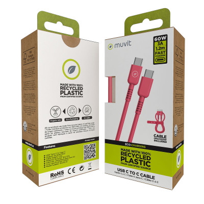 USB-C to USB-C Cable Muvit for Change Magenta 1,2 m