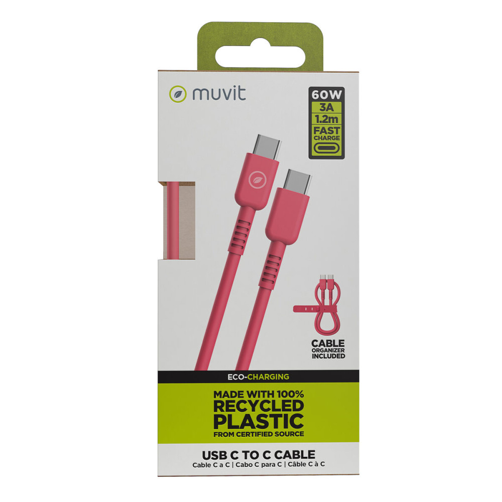 USB-C to USB-C Cable Muvit for Change Magenta 1,2 m