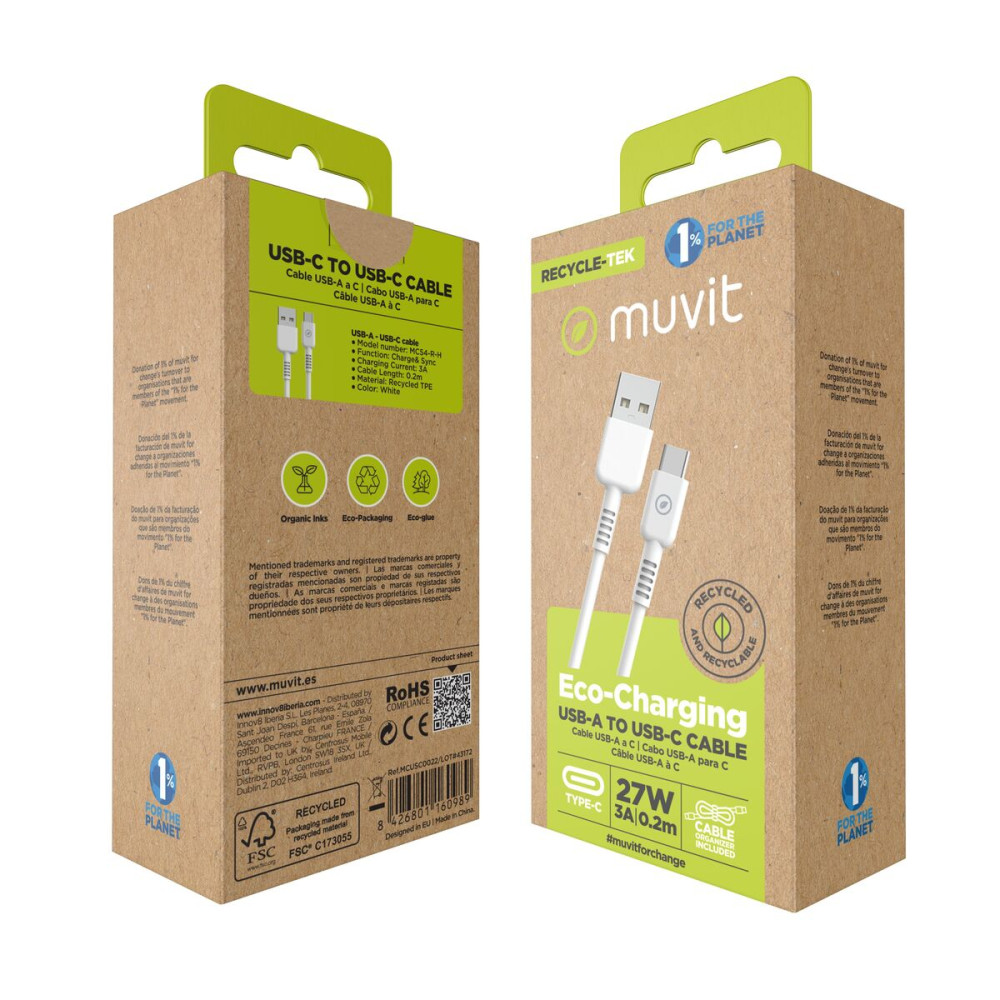 USB Cable Muvit White 20 cm