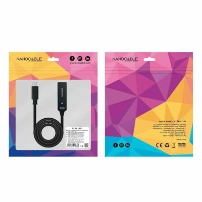 USB Cable NANOCABLE USB 3.2 amplif. C/M-C/H 5m Black 5 m