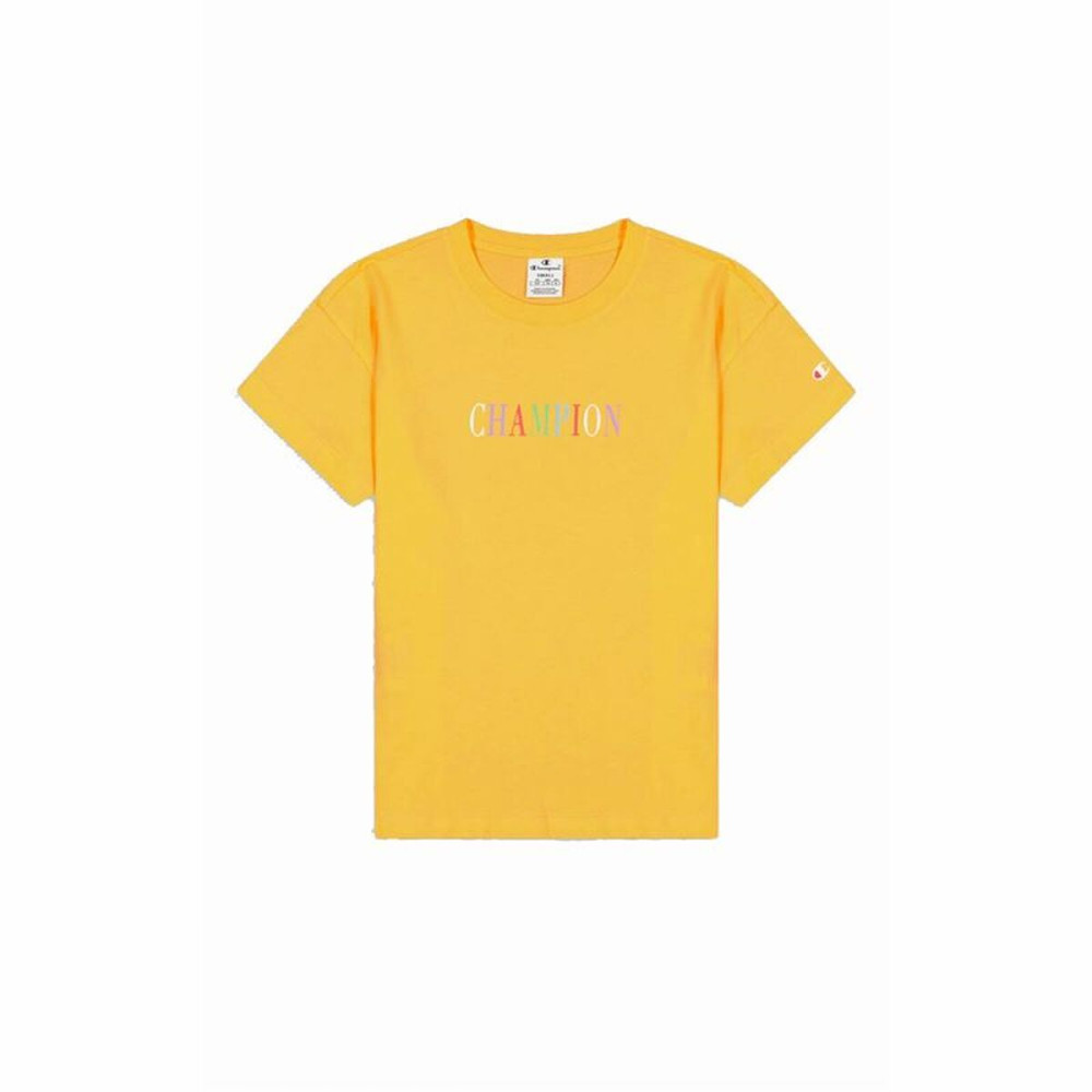 Women’s Short Sleeve T-Shirt Champion Crewneck Croptop Yellow