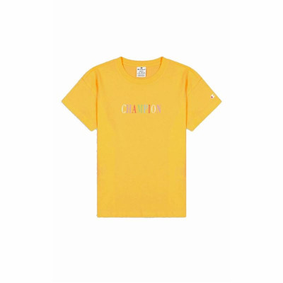 Women’s Short Sleeve T-Shirt Champion Crewneck Croptop Yellow