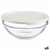 Round Lunch Box with Lid Pasabahce Chefs White 595 ml (6 Units)