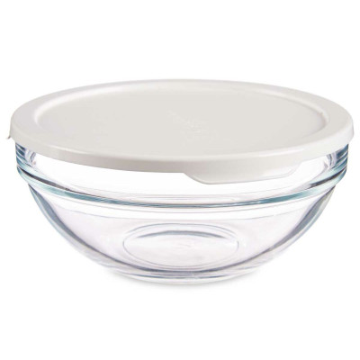 Round Lunch Box with Lid Pasabahce Chefs White 595 ml (6 Units)