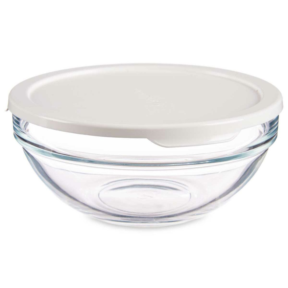 Round Lunch Box with Lid Pasabahce Chefs White 595 ml (6 Units)