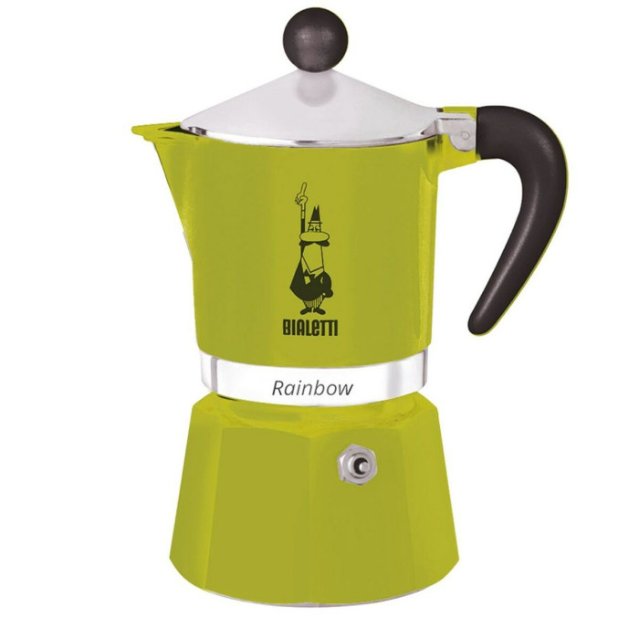 Italian Coffee Pot Bialetti Rainbow Vert Metal Aluminium
