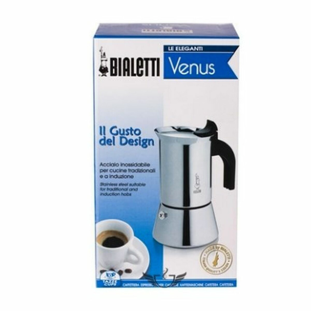 Italian Coffee Pot Bialetti Silver Wood Stainless steel