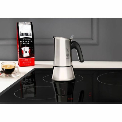 Italian Coffee Pot Bialetti Silver Wood Stainless steel