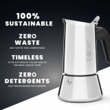 Italian Coffee Pot Bialetti Silver Wood Stainless steel