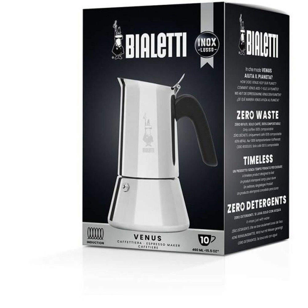 Italian Coffee Pot Bialetti Silver Wood Stainless steel