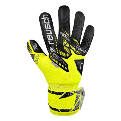 Goalkeeper Gloves Reusch Attrakt Silver safe Yellow Black Adults