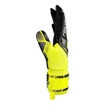 Goalkeeper Gloves Reusch Attrakt Silver safe Yellow Black Adults
