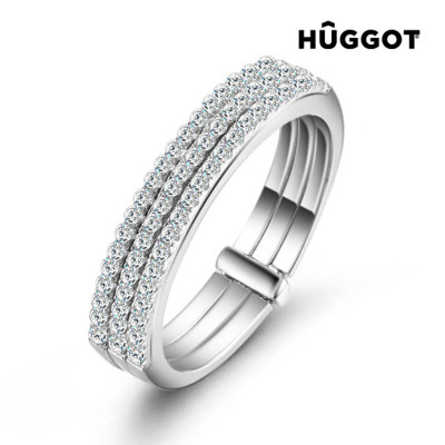 Hûggot Three 925 Sterling Silver Ring with Zircons