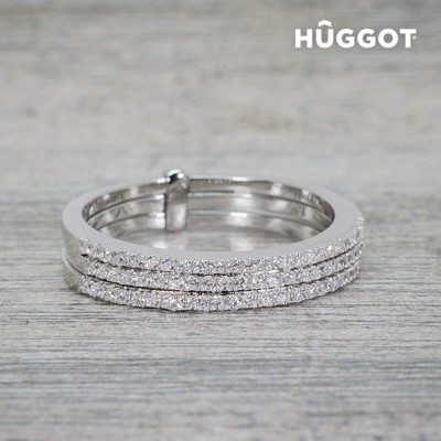 Hûggot Three 925 Sterling Silver Ring with Zircons