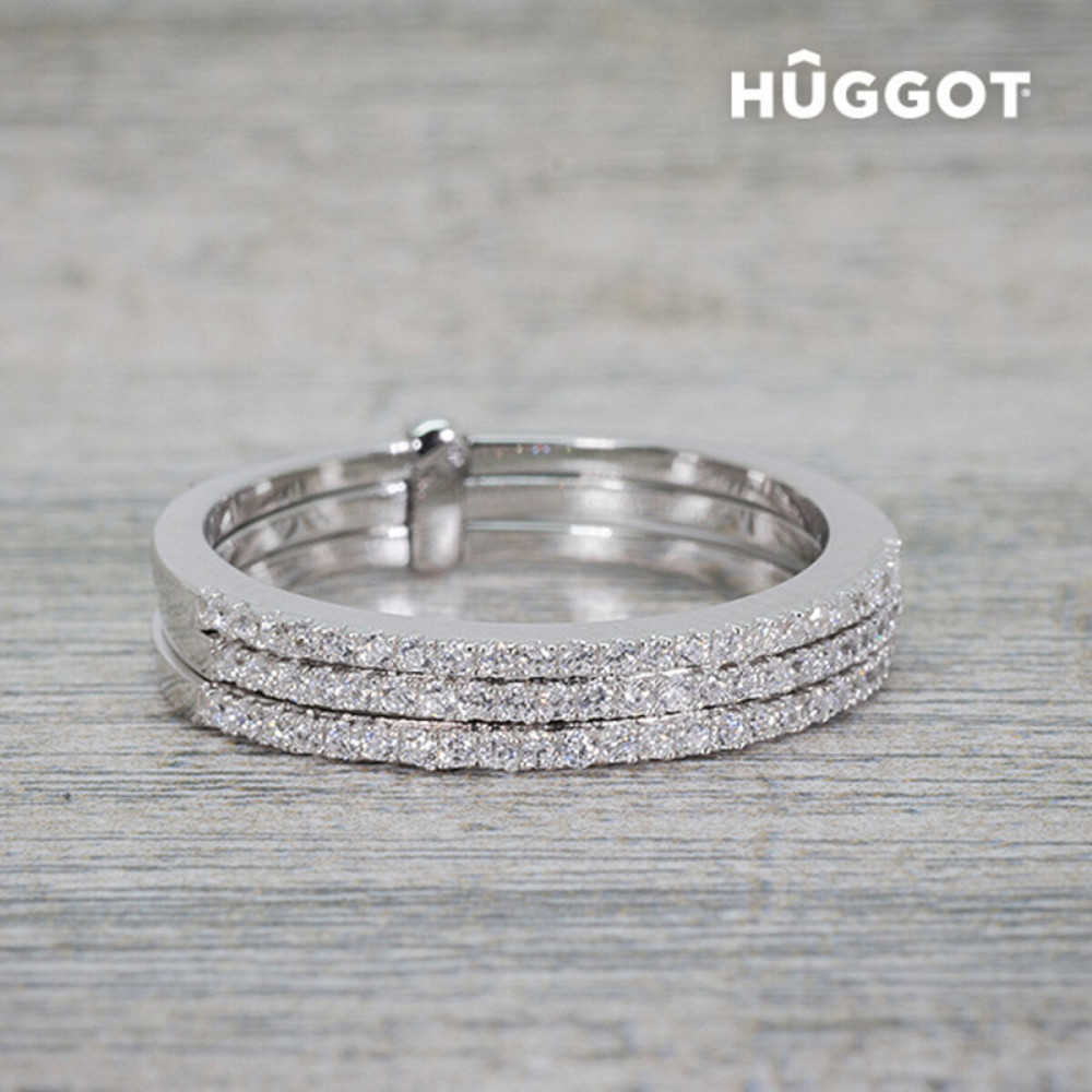 Hûggot Three 925 Sterling Silver Ring with Zircons