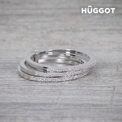 Hûggot Three 925 Sterling Silver Ring with Zircons