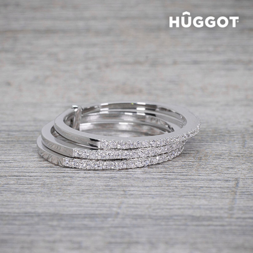 Hûggot Three 925 Sterling Silver Ring with Zircons