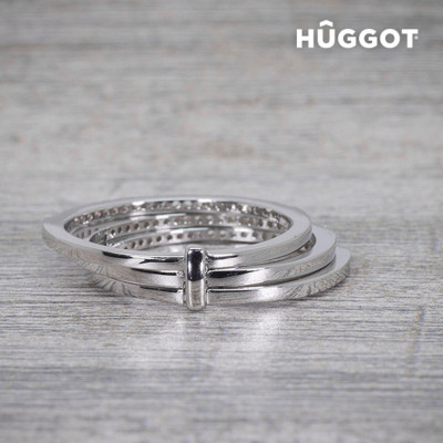 Hûggot Three 925 Sterling Silver Ring with Zircons