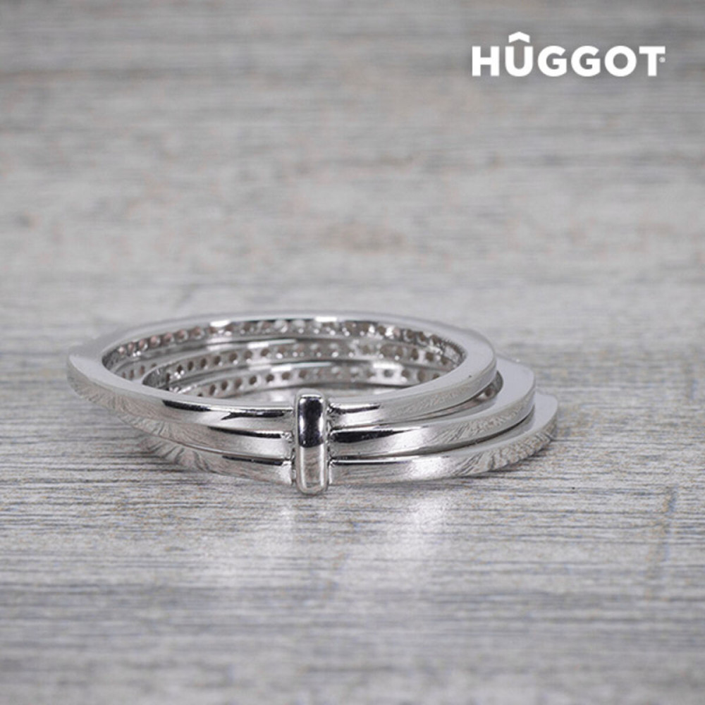 Hûggot Three 925 Sterling Silver Ring with Zircons