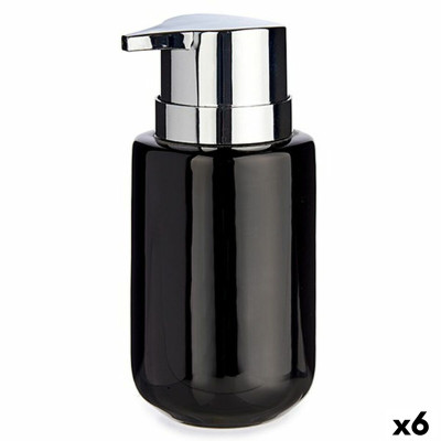 Soap Dispenser Berilo Black Silver Metal Ceramic 350 ml 7 x 14,5 x 8,5 cm (6 Units)