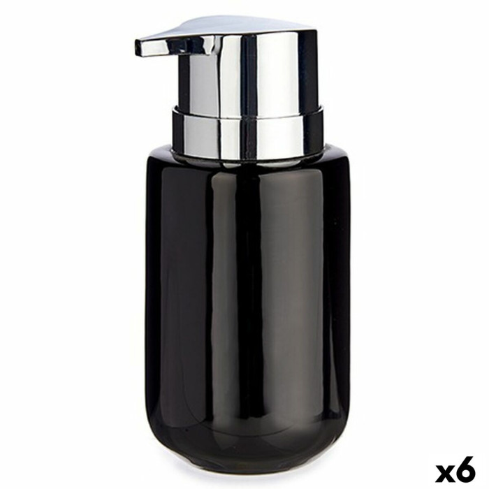 Soap Dispenser Berilo Black Silver Metal Ceramic 350 ml 7 x 14,5 x 8,5 cm (6 Units)