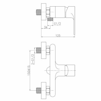 Tap mixer for shower Rousseau Northern Grey Metal 150 cm 150 mm 13 x 10 x 21 cm