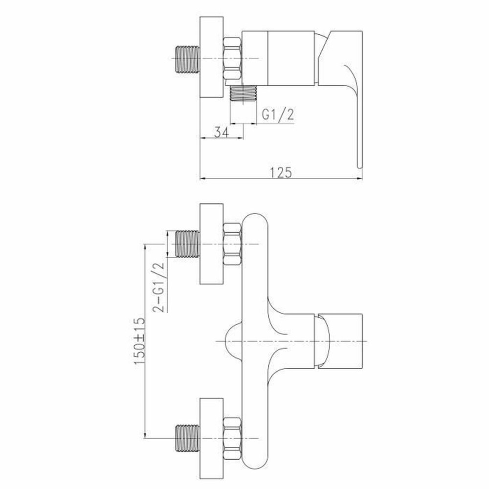 Tap mixer for shower Rousseau Northern Grey Metal 150 cm 150 mm 13 x 10 x 21 cm
