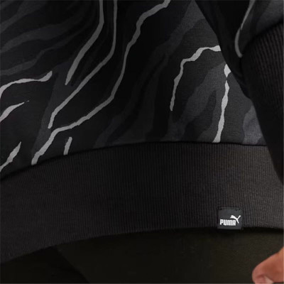 Women’s Sweatshirt without Hood Puma Essentials+ Animal Aop Crew Fl Mujer Black