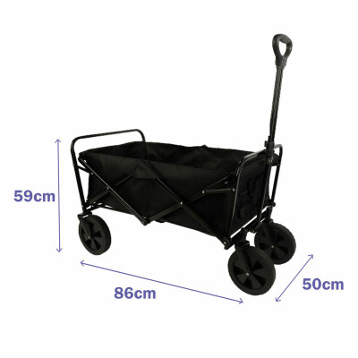 Marbueno Folding Multi-Purpose Trolley Steel 150 KG Black Garden Beach Camping 86X50X59 cm