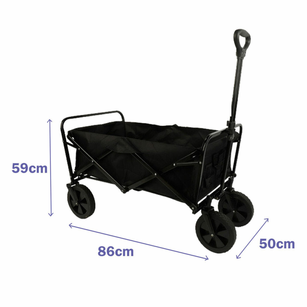Marbueno Folding Multi-Purpose Trolley Steel 150 KG Black Garden Beach Camping 86X50X59 cm