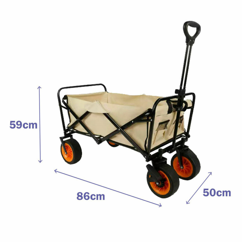 Marbueno Folding Multi-Purpose Cart Steel 200 KG Beige Garden, Beach, Camping 86X50X59 cm