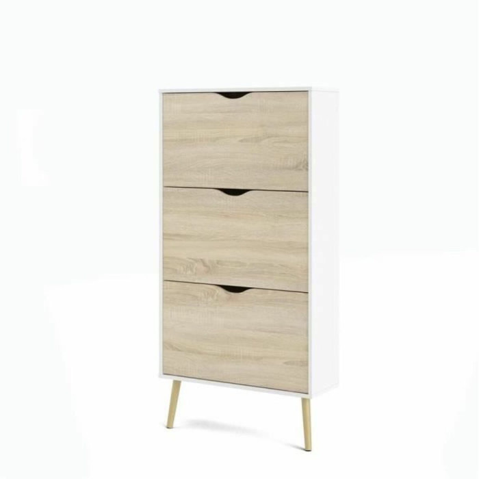 Shoe Rack White Wood Oak 70,2 x 23,9 x 138,9 cm