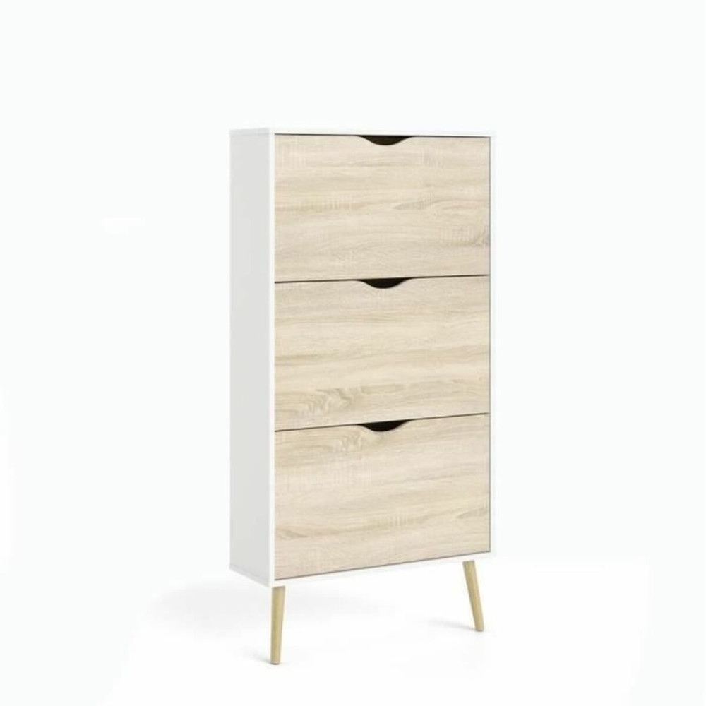 Shoe Rack White Wood Oak 70,2 x 23,9 x 138,9 cm