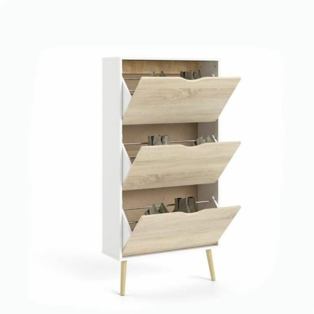 Shoe Rack White Wood Oak 70,2 x 23,9 x 138,9 cm