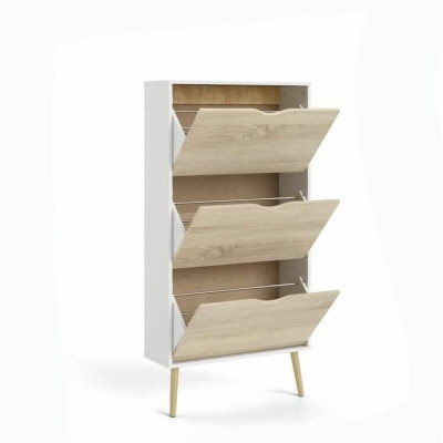 Shoe Rack White Wood Oak 70,2 x 23,9 x 138,9 cm