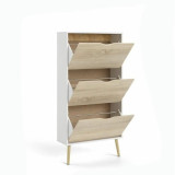 Shoe Rack White Wood Oak 70,2 x 23,9 x 138,9 cm