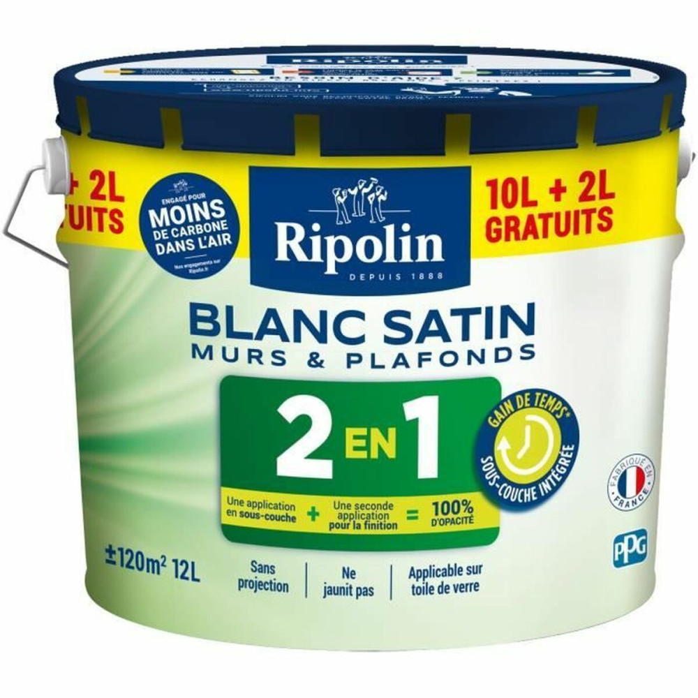 Primer Paint Ripolin White Satin finish 12 L