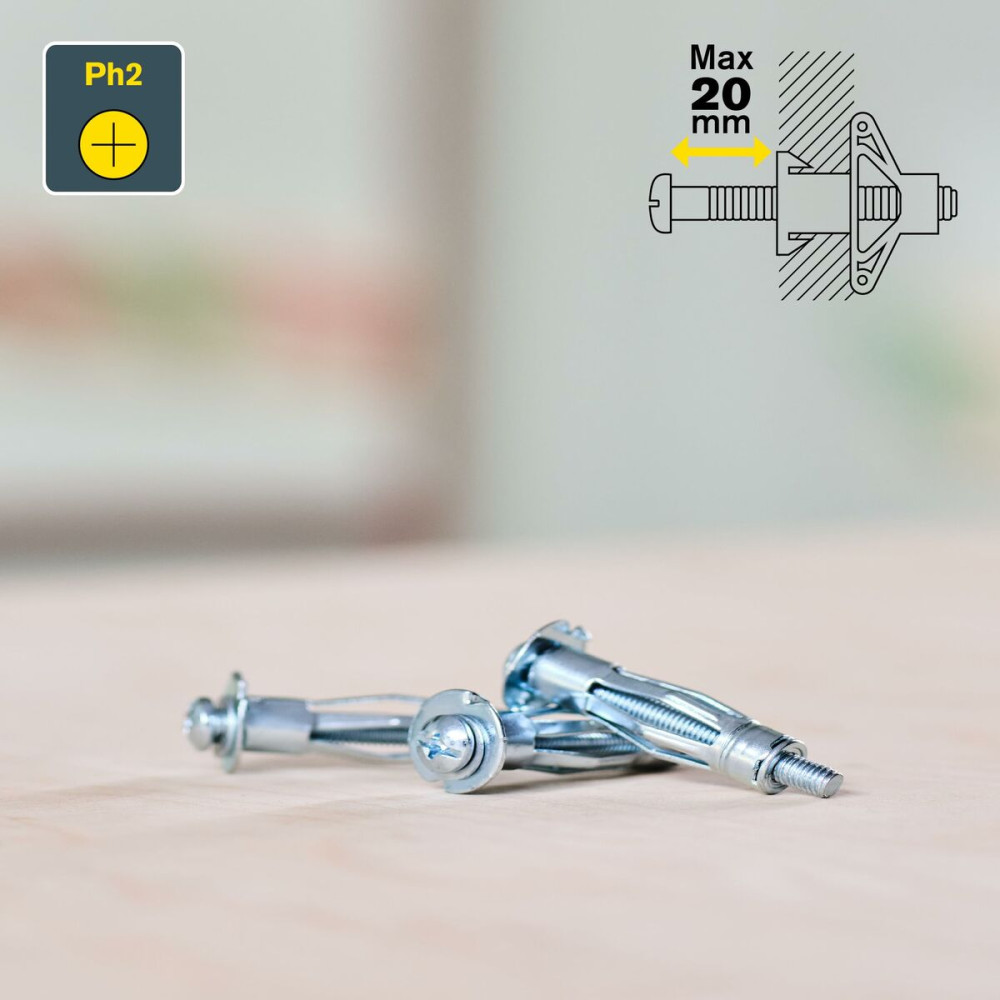 Wall plugs and screws Rapid M4 x 40 mm Ø 8 x 32 mm Metal Expansion 10 Units