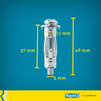Wall plugs and screws Rapid Ø 11 x 37 mm M5 x 48 mm Metal Expansion 10 Units