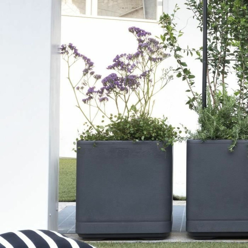 Plant pot Deroma Anthracite 38 x 38 x 39 cm Plastic Squared Bucket 38 cm