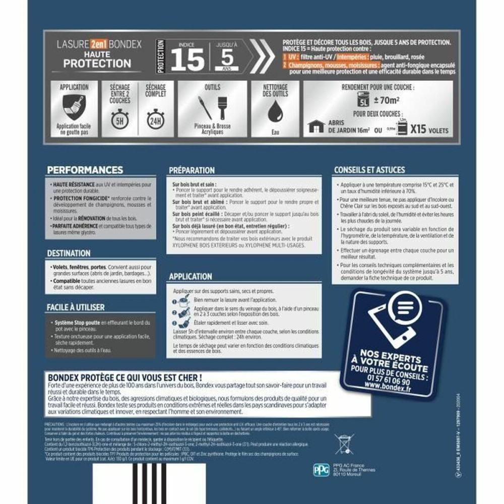 Varnish Bondex Jaune Satin finish 5 L