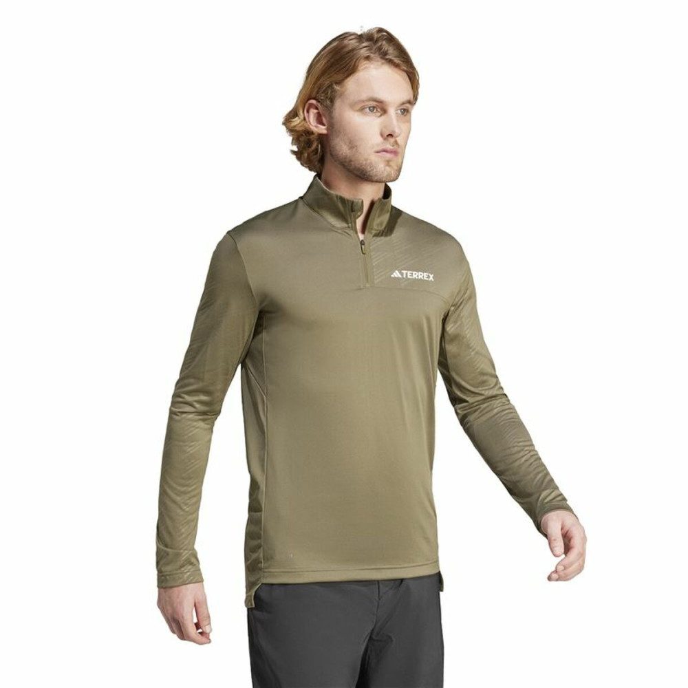 Men’s Sweatshirt without Hood Adidas Mt Half Zi Ls Brown